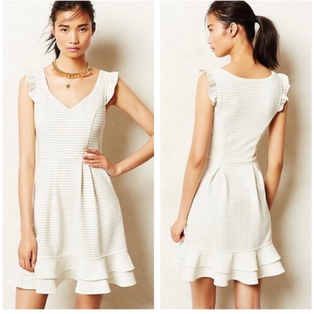 Maeve Striped Mini Dress in Cream and White